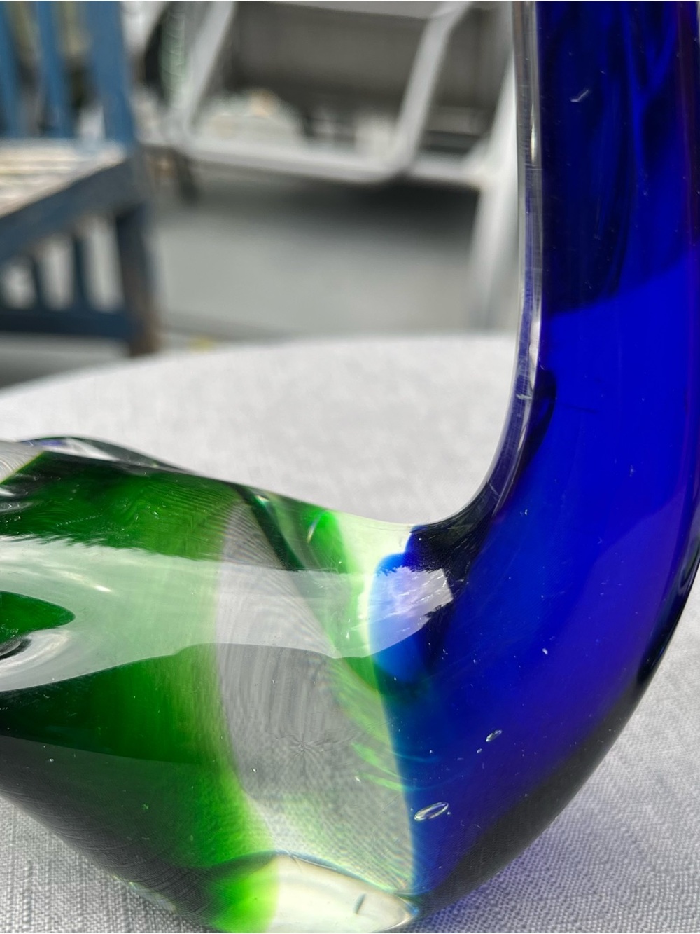 Vintage Murano Style Glass Bird Figurines Pair Blue Green Sommerso - Picture 9 of 16